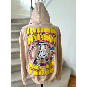 Peanuts Inner Peace Snoopy Tan Floral Graphic Hoodie